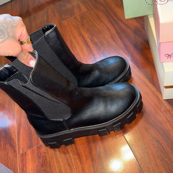 Black Chunky Platform Ankle Boots mslola - Picture 3 of 7